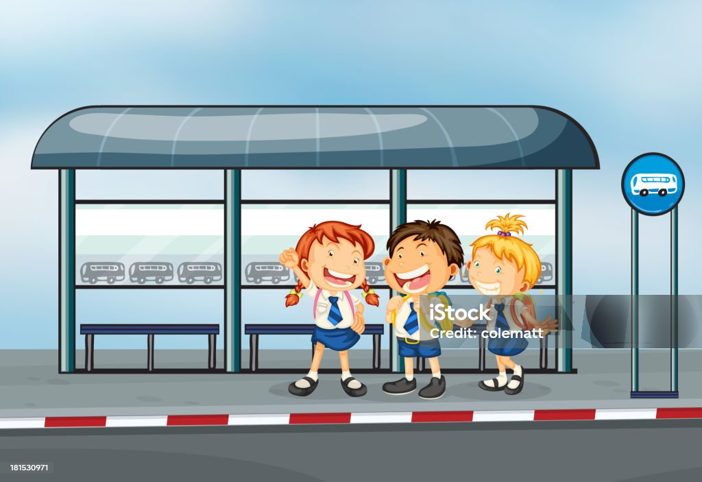 学生のバス停留所 - イラストレーションのロイヤリティフリーベクトルアート