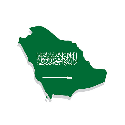 Saudi Arabia Map With Flag Color Vector Simple Map Of Saudi Arabia ...