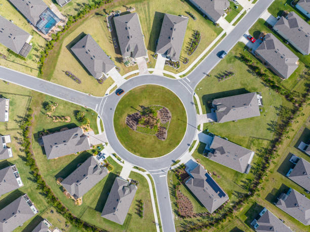 istock Traffic Circle - Aerial Drone View 1815323122