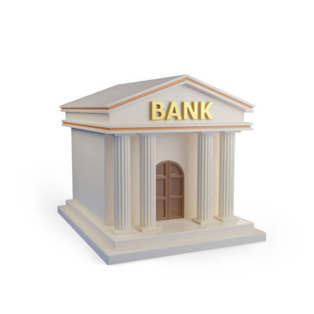 istock Bank building isolated on white background. 3d illustration. 1815372185
