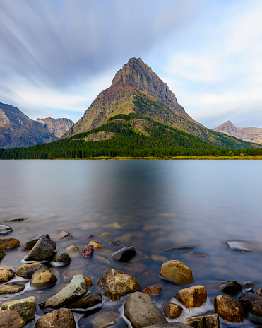 Long Exposure photograph of Swiftcurrent Lake in Montana