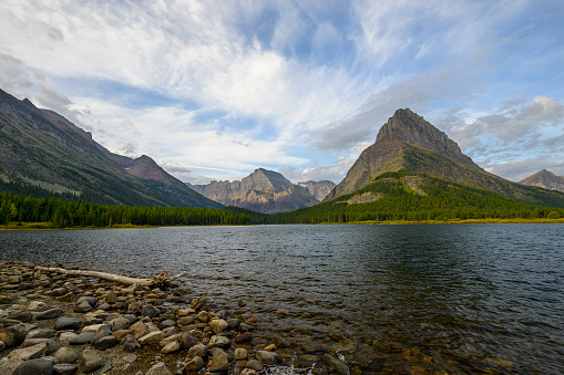 Landscape photograph of Swiftcurrent Lake in Montana.