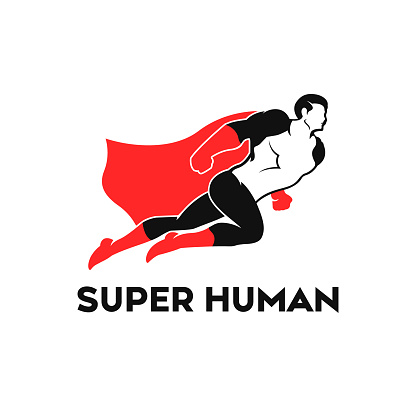 Super Human Flying  With Red Cape icon Symbol Design Template Flat Style Vector