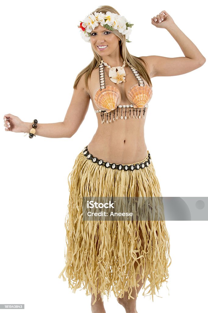 뽀샤시 여자 입지만 하와이어 애꾸눈 - 로열티 프리 훌라 치마 스톡 사진