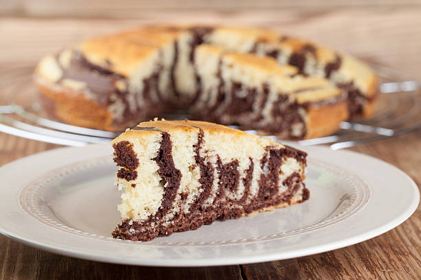 Zebra marble cake stock photo