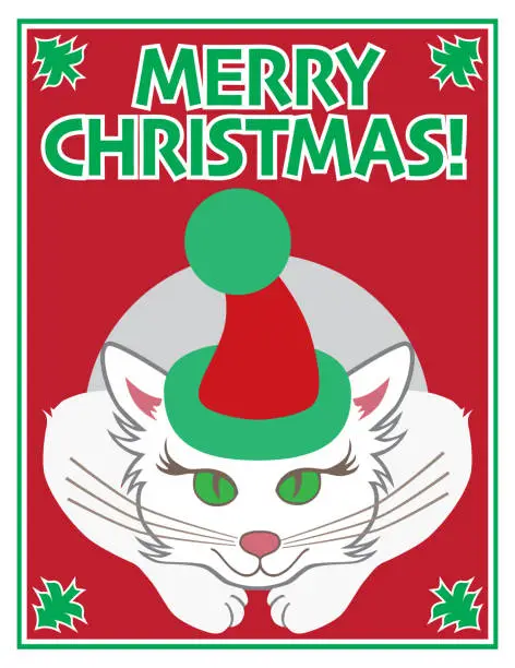 Vector illustration of Pretty Christmas Kitty