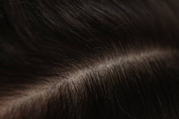 istock Man with healthy dark hair, macro view 1815473088