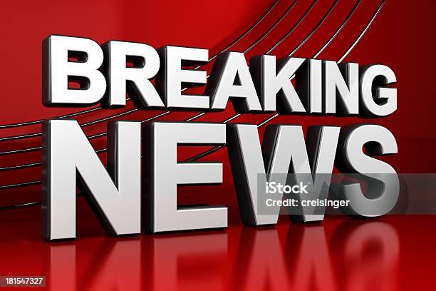 Breaking News Screen Stock Photo - Download Image Now - Press Room, No People, Color Image