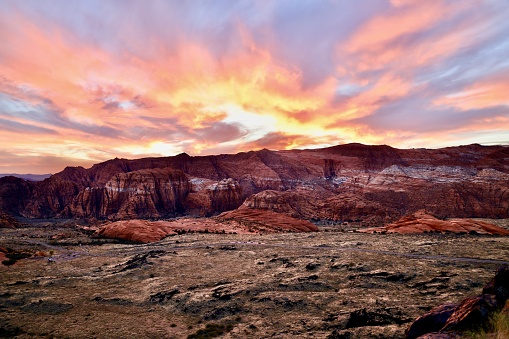 Amazing sunset in Snow Canyon State Park Utah