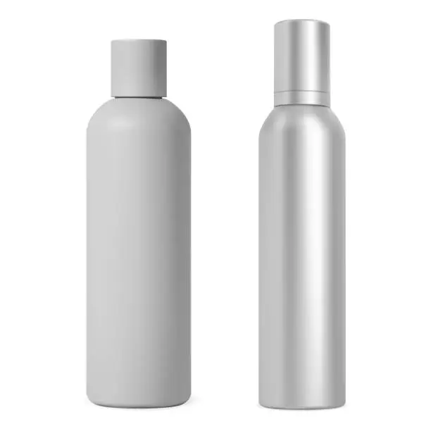 Vector illustration of Spray bottle mockup. Deodorant aerosol can, vector