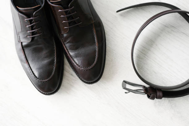 istock Stylish men's shoes and belt 1815547047