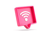 Red speech bubble with Wi-Fi icon