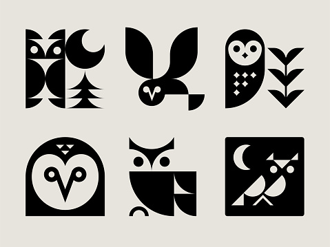 Mid-century Modern Owl Icons