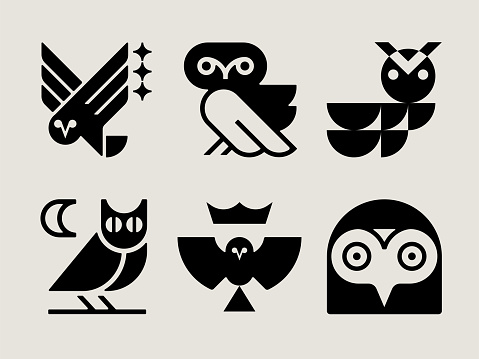 Mid-century Modern Owl Icons