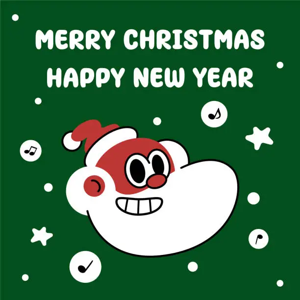 Vector illustration of Cute Santa Claus wishes you a Merry Christmas and a Happy New Year