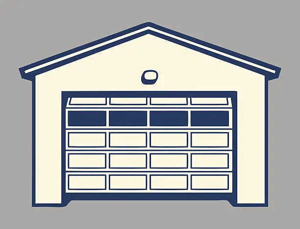 Vector illustration of Garage with Paned Door