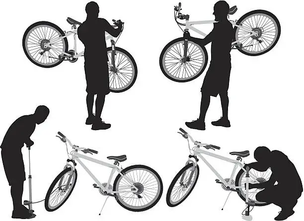 Vector illustration of People with bicycles