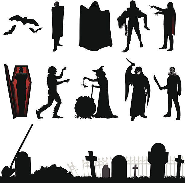 ハロウィーンのシルエット - bat vampire silhouette halloween点のイラスト素材／クリップアート素材／マンガ素材／アイコン素材