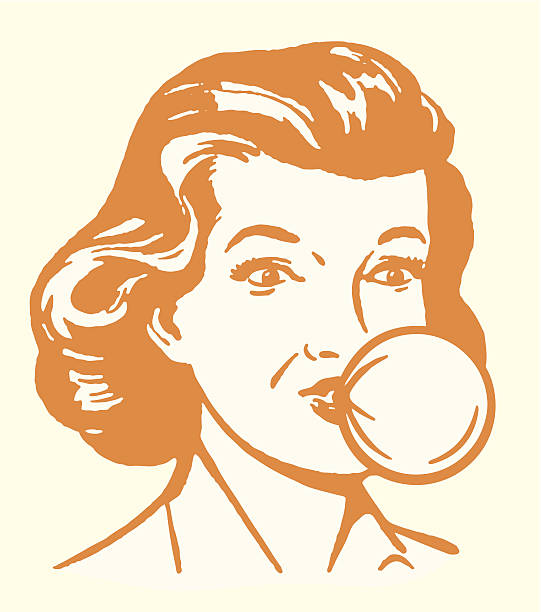 Woman Blowing Bubblegum Bubble
