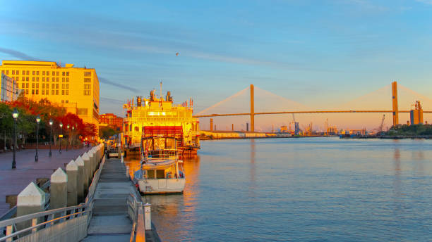 istock Savannah River Bridge with River Boat- Savannah, Georgia 1815683698