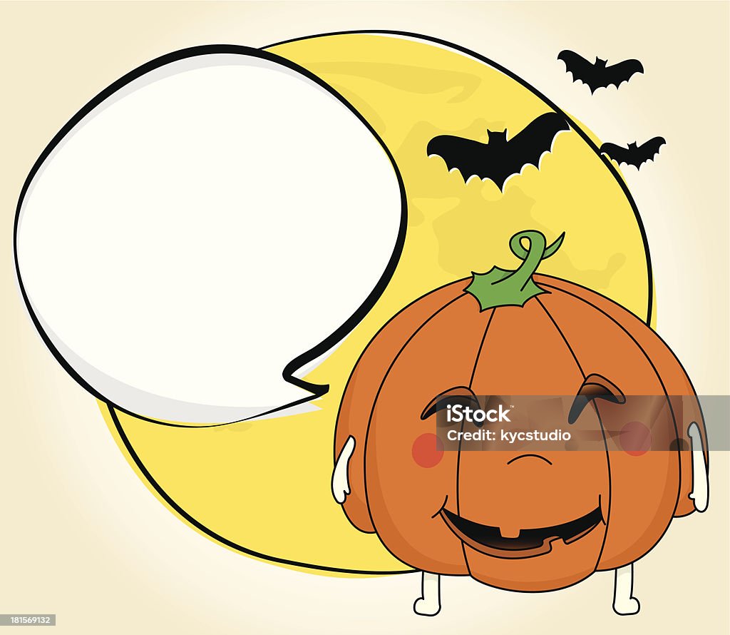 Przyjazna Jack-o-lantern i pełni księżyca - Grafika wektorowa royalty-free (Dymek)