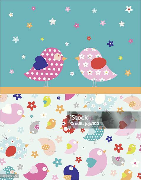 Ilustración de Dos Pájaros Del Amor Frontera Floral Sábanas y más Vectores Libres de Derechos de Abstracto - Abstracto, Amor - Sentimiento, Animal