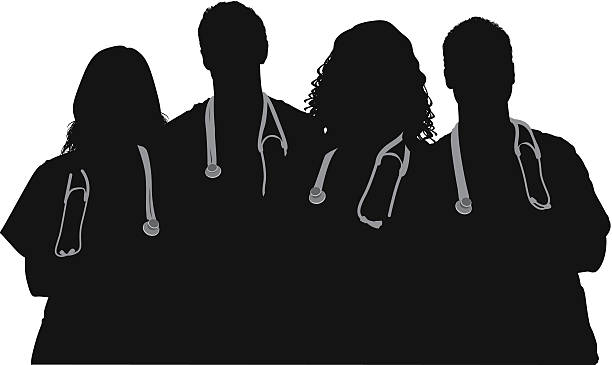 Medical team standing with arms crossed Medical team standing with arms crossedhttp://www.twodozendesign.info/i/1.png medicine silhouettes stock illustrations