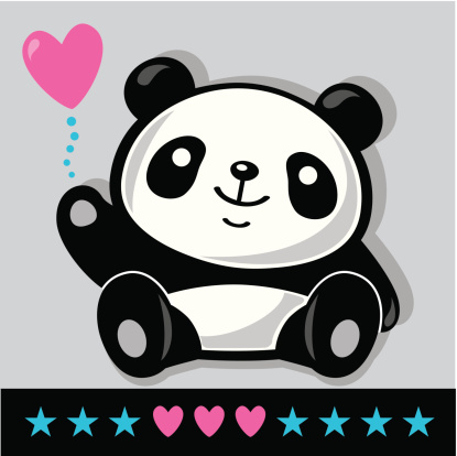 Sitting Panda with heart