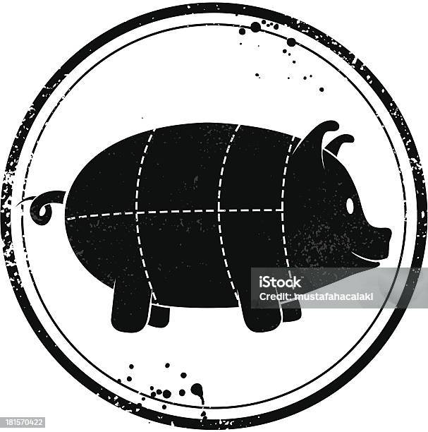 Süße Schweinefleischbriefmarke Stock Vektor Art und mehr Bilder von Schweinefleisch - Schweinefleisch, Schwein, Hausschwein