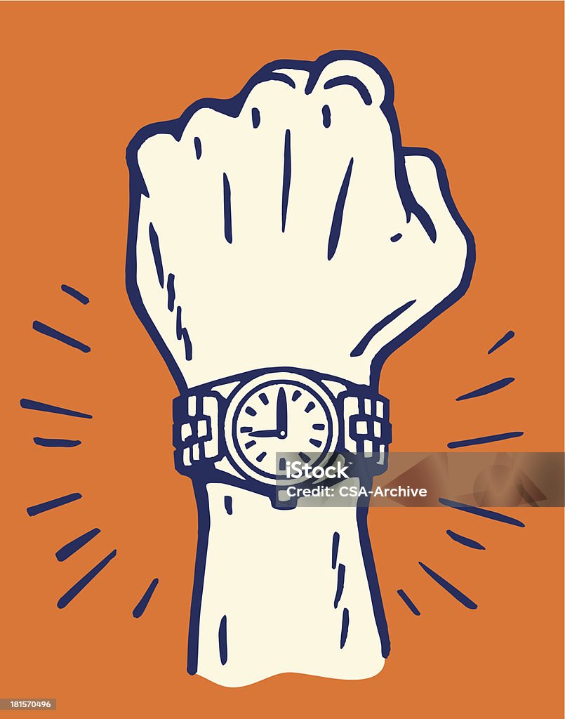 Maschio con il nuovo orologio da polso - arte vettoriale royalty-free di Tempo - Concetto