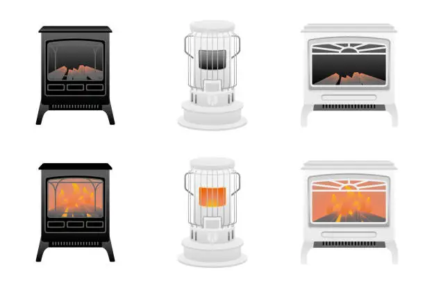 Vector illustration of Simple illustration _ Various home appliances set_A analog heating equipment