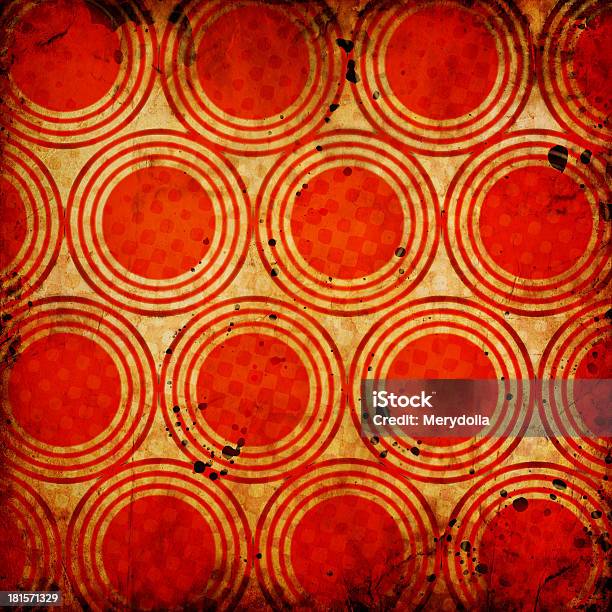 Koła Tło Grunge - Stockowe grafiki wektorowe i więcej obrazów Abstrakcja - Abstrakcja, Bez ludzi, Czerwony
