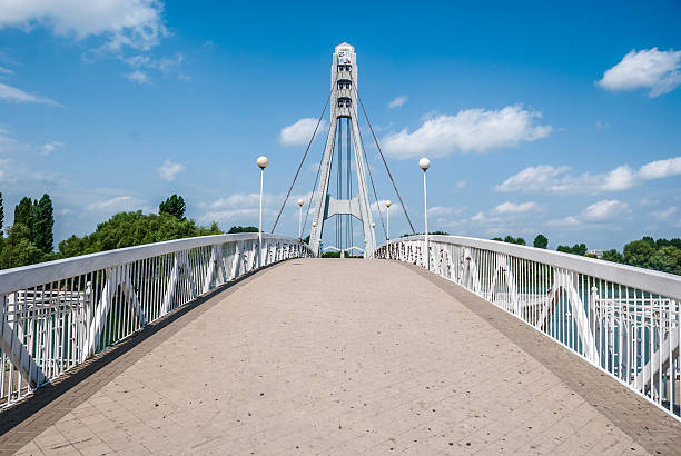 bridge in the summer morning stock photo