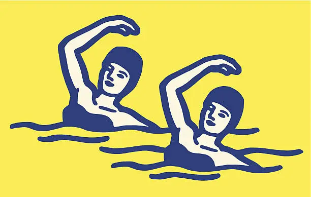 Vector illustration of Female Synchronized Swimmers