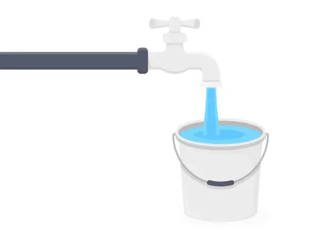 Vector illustration of Faucet and Bucket