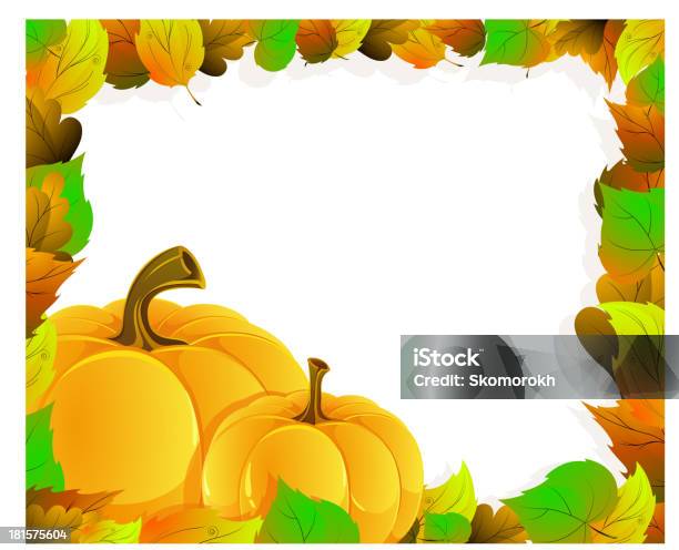 Pumpkins И Листья — стоковая векторная графика и другие изображения на тему Абстрактный - Абстрактный, Без людей, Бутылочная тыква