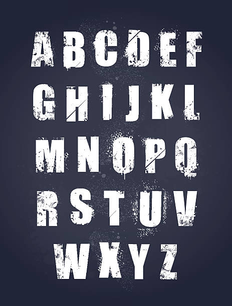 гранж алфавит - stencil stock illustrations