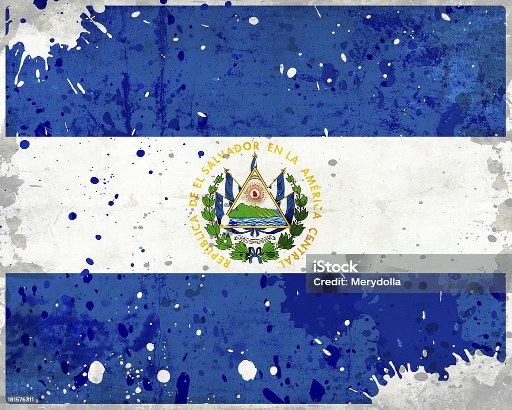Grunge Drapeau El Salvador et les taches - Photo de Abstrait libre de droits