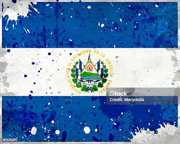 El Salvador Bandeira Grunge Com Manchas - Fotografias de stock e mais imagens de Abstrato - Abstrato, América do Norte, Bandeira