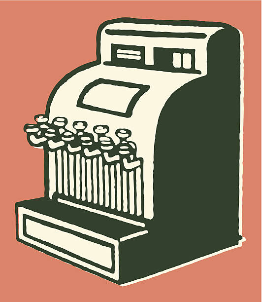 ilustraciones, imágenes clip art, dibujos animados e iconos de stock de caja registradora - cash register wealth coin currency