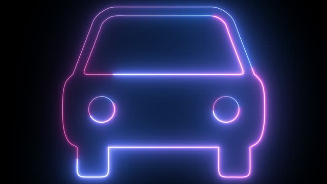 Hyperrealistic animated Neon Car in trendy stylish colors. Futuristic technology - 4k