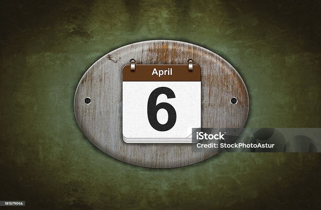Alte hölzerne Kalender mit 6. April. - Lizenzfrei Altertümlich Stock-Foto