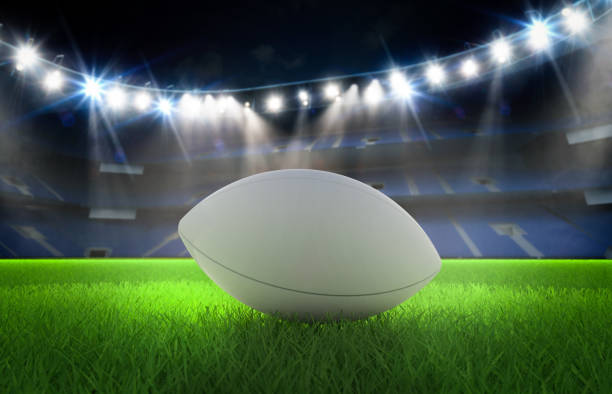 istock Rugby ball on field at stadium 1815806165