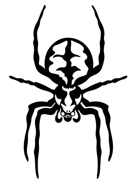 illustrations, cliparts, dessins animés et icônes de conception d’image vectorielle de style silhouette noire de croix d’araignée - cross spider