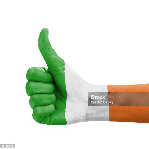 Hand With Thumb Up Republic Of Ireland Flag Painted Stock Photo - Download Image Now