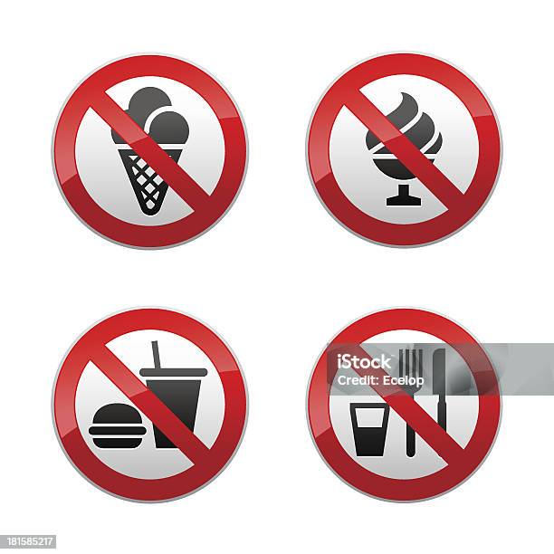 Set Prohibited Signs Foods Stock Illustration - Download Image Now - Design Element, Dining, Drink