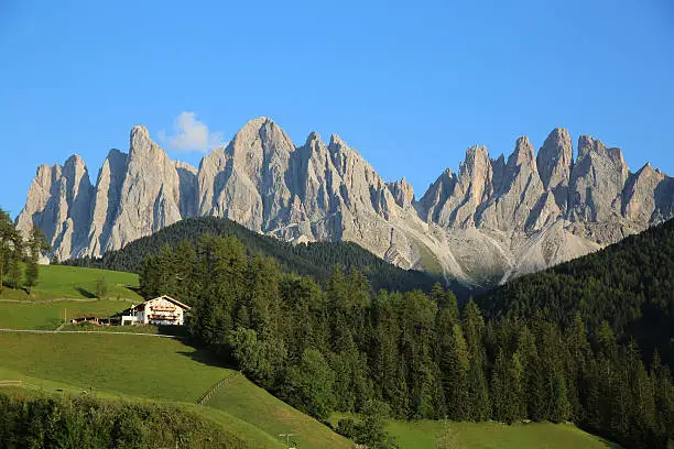 Odle Mountains in Villnoss Valley. South Tyrol. Italy