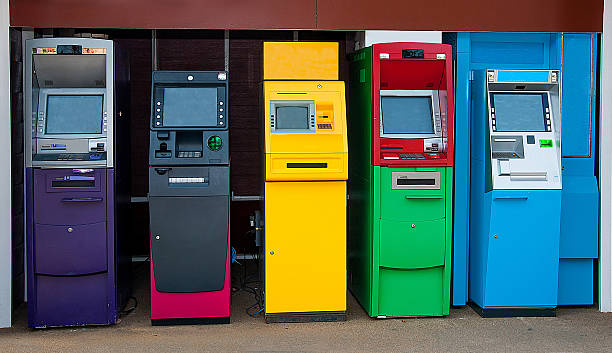 Colorful of Automated teller machine stock photo