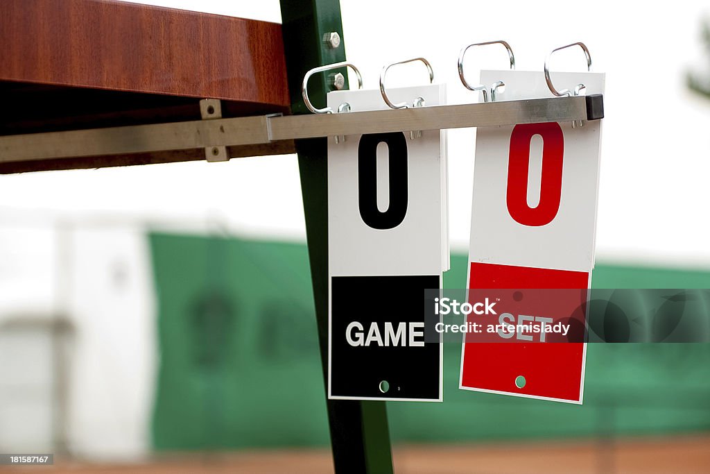 Tarjetas de tenis antes del inicio de los Juegos - Foto de stock de Marcador - Artículos deportivos libre de derechos