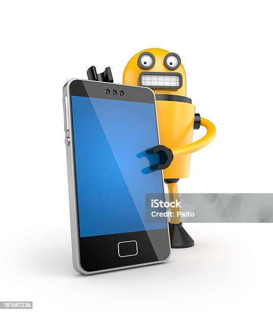 Telefono Cellulare Con Robot - Fotografie stock e altre immagini di Affari - Affari, Agenda, Assistenza